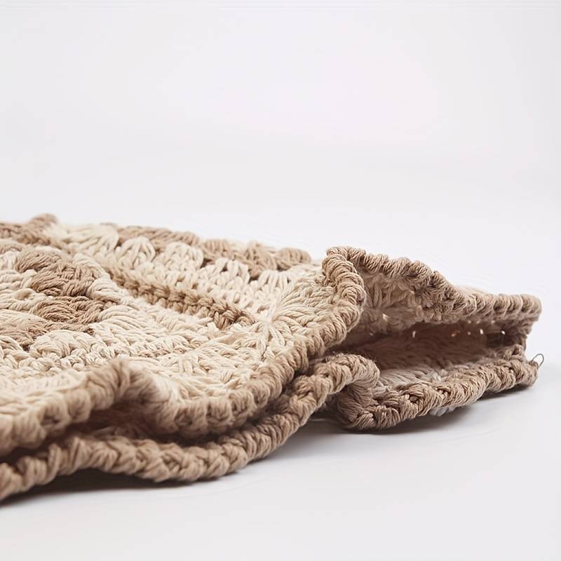 1pc Women's Chic Crochet Bucket Hat Warm Lightweight Breathable with Vintage Flower Design