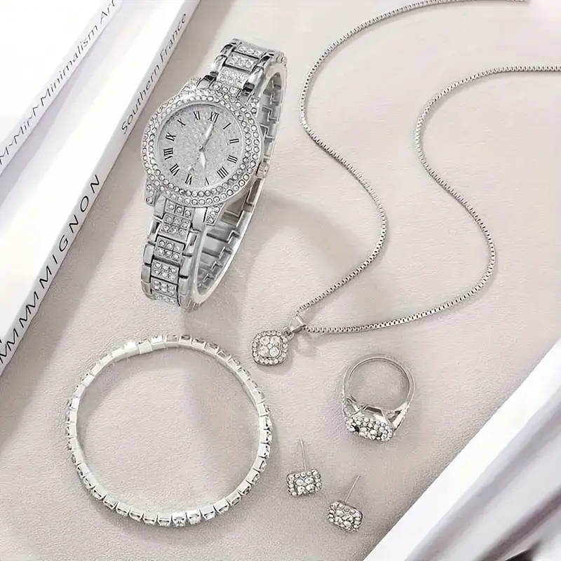 6Pcs Women Quartz Watch Jewelry Set