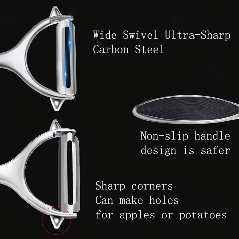 2Pack Stainless Steel Vegetable Fruit Peelers with Anti-Slip Handles and Sharp Blades Metal Straight