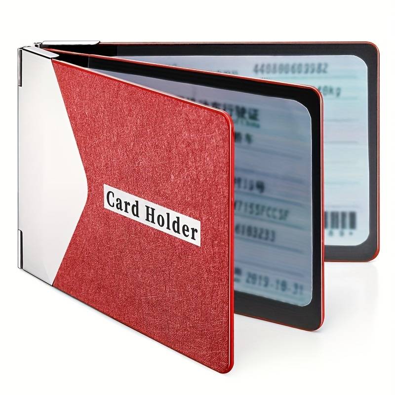 1pc Metal PU Leather Credit Card Holder Ultra-thin Driver's License Case ID Credit Card Holde