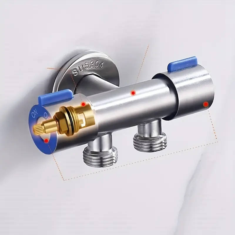 1pc Wall Mounted Stainless Steel Shower Diverter with Double Handle Control Easy Installation and Co