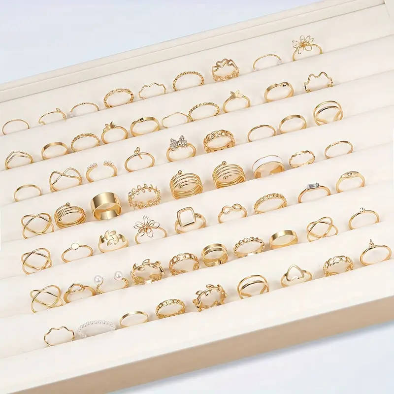 66pcs Ring Set Trendy Designs Mix