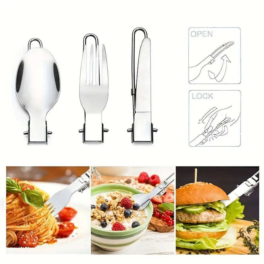 Camping Cookware Mess Kit 1-2 Person Portable Pan Set Fork Spoon Kit For Backpacking Hiking Picnic