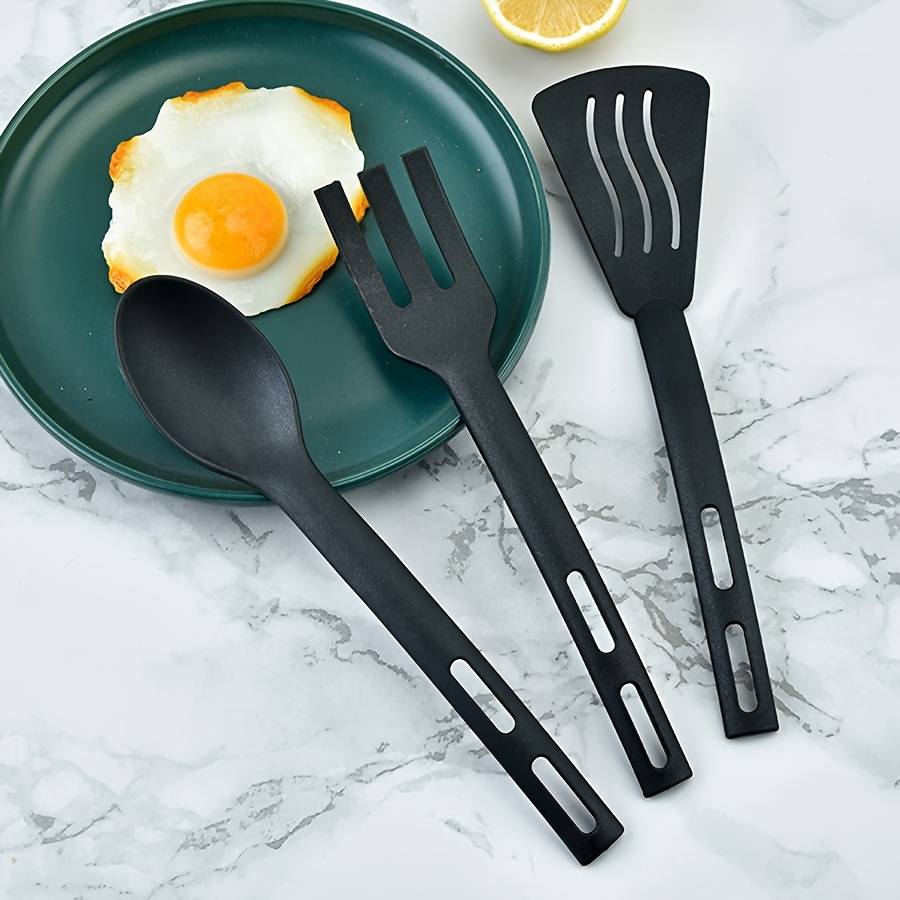 3pcs set Integrated Nylon Kitchenware Three Piece Set Kitchen Cooking Non Stick Pot Spatula