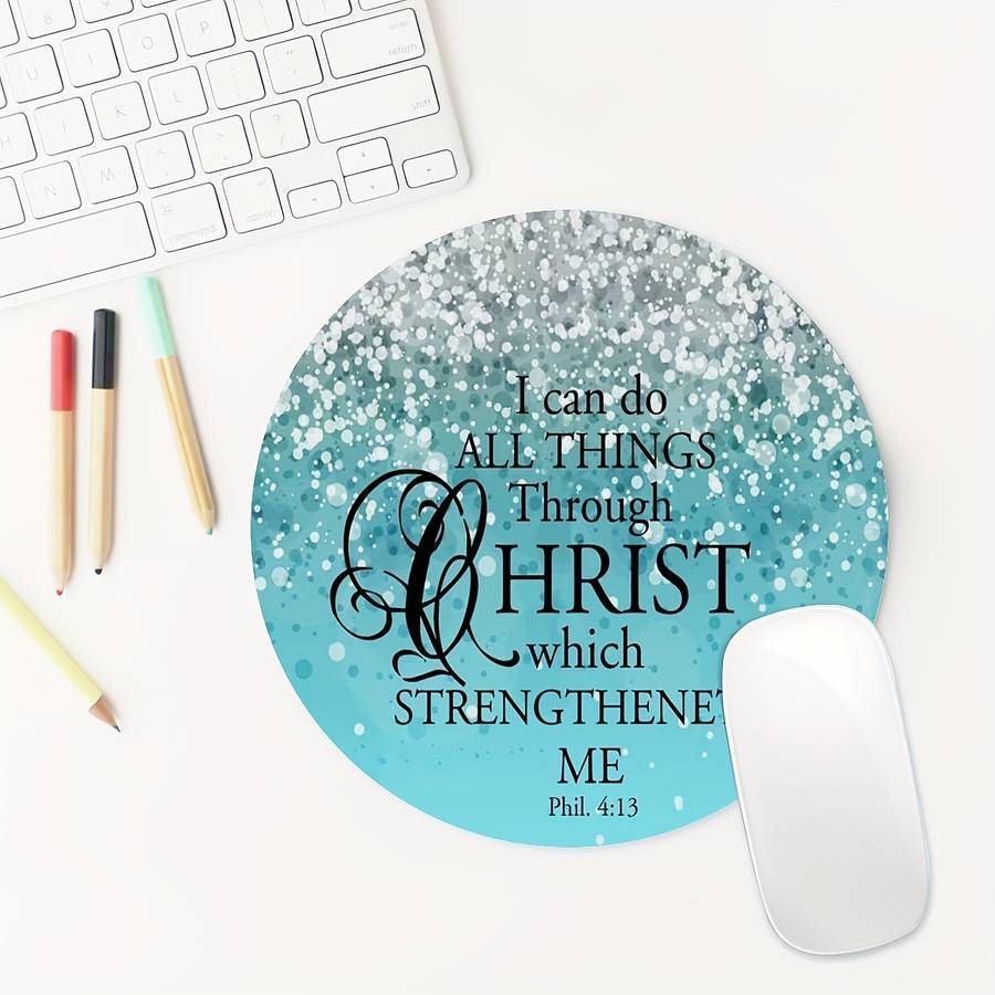 1pc English Quotes Gaming Mouse Pad Stylish Design Round Mousepad Non-slip Rubber M