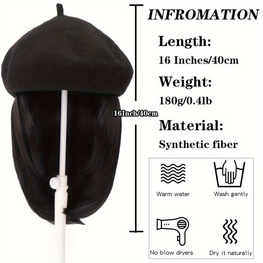 1Pc Dark Brown 45.72cm Fashion Design Wig