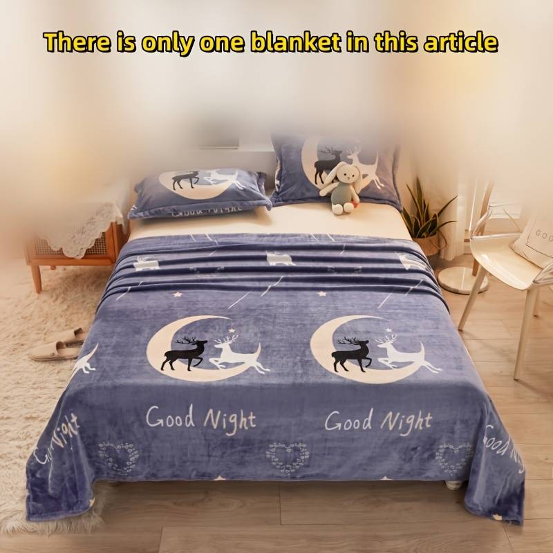 1ps Blanket Color Starry Sky And Deer Blue size 200cmx230cm