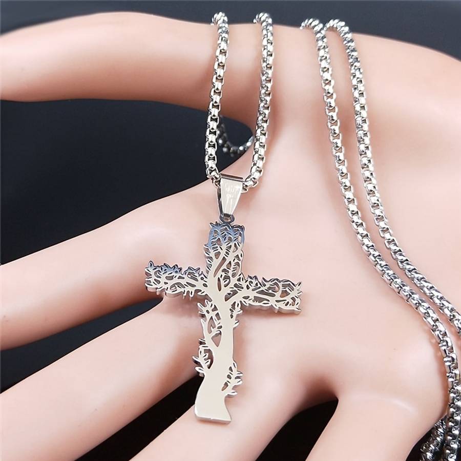 1 Piece Silvery 50 Cm BOX SR Jesus Theme Pendant