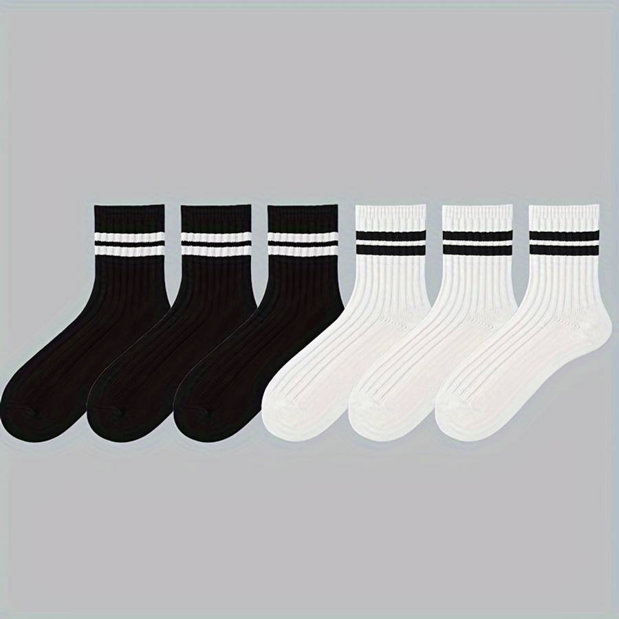 6 Pairs Black One Size High Elastic Socks