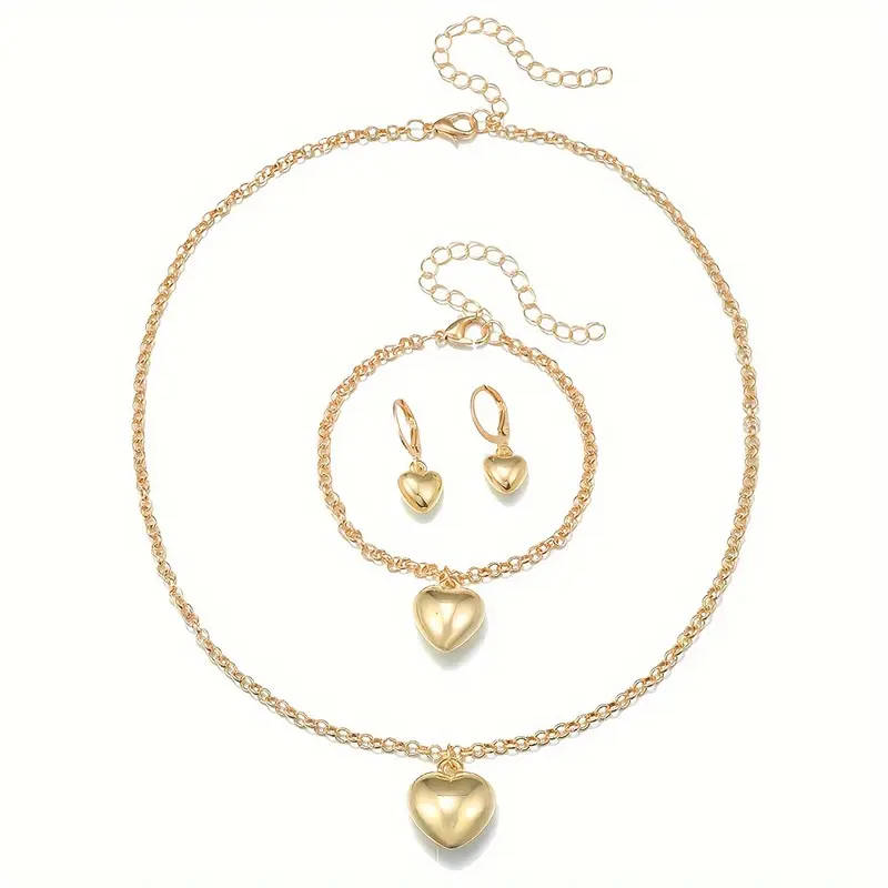 1 Pair Earrings + 1 Bracelet + 1 Necklace Jewelry Set