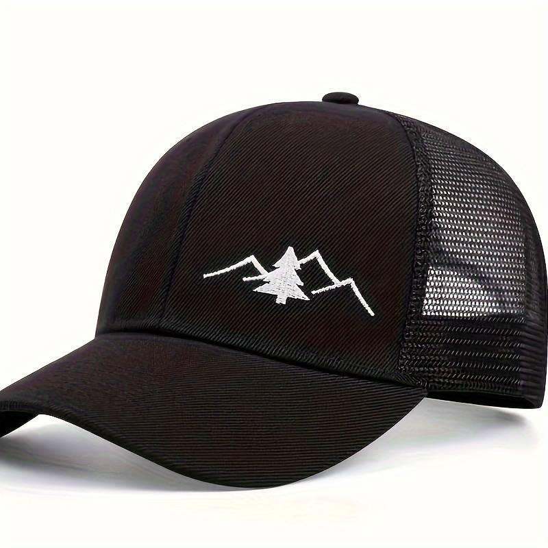 1pc Trendy Embroidered Trucker Hat Breathable Mesh Baseball Cap for Outdoor Skateboarding Busin