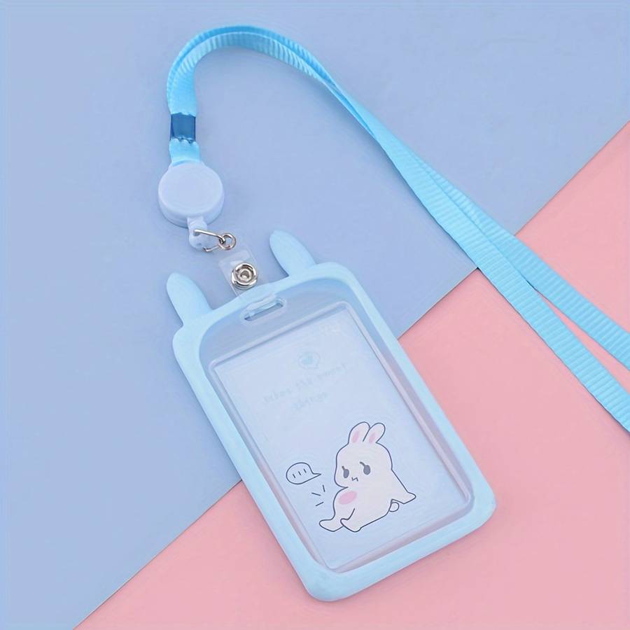 1pc 1pc Rabbit Ear-shaped Card Holder Versatile And Fashionable Can Be Used For Student ID Adul