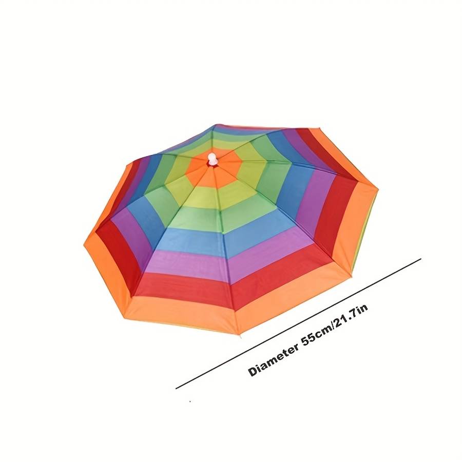 Multicolored Umbrella Hat With Hands-Free Design High Quality Sun Rain Protection