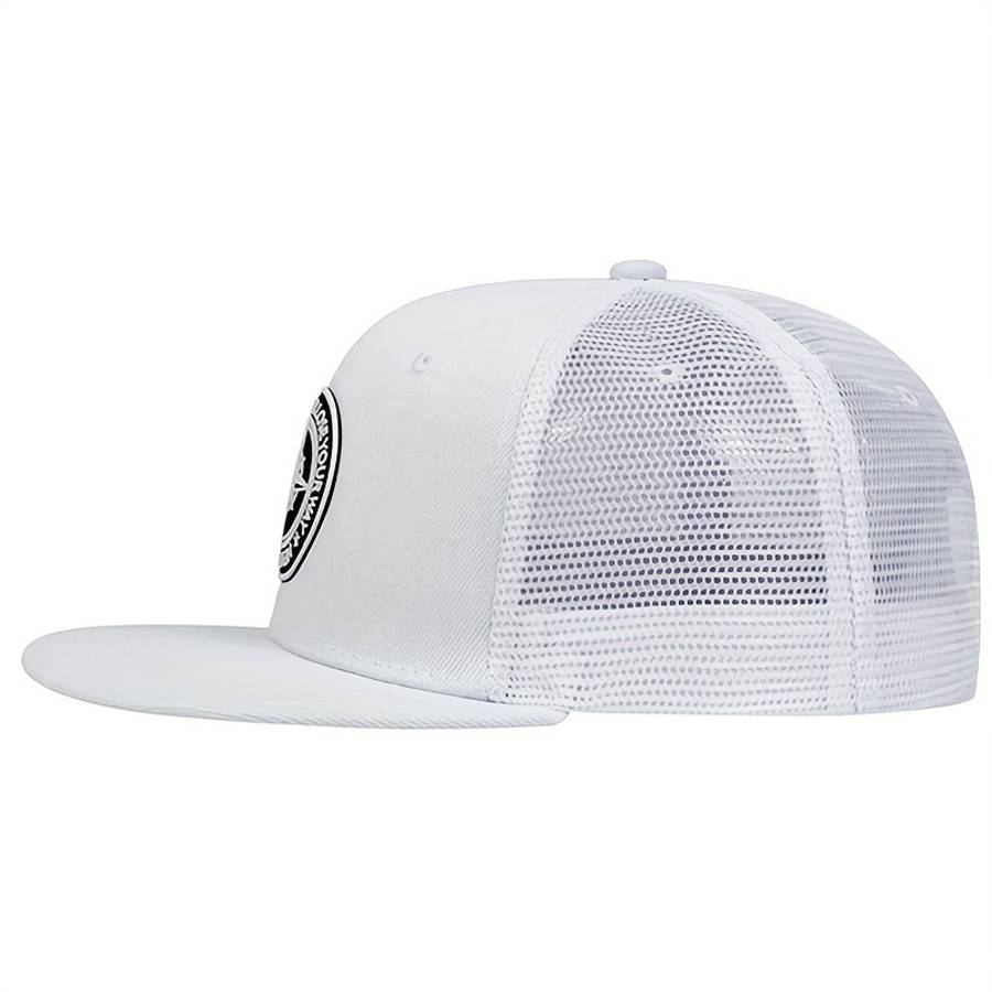 Round Logo Decor Baseball Cap Solid Color Unisex Casual Snapback Hat Adjustable Lightweight Sun