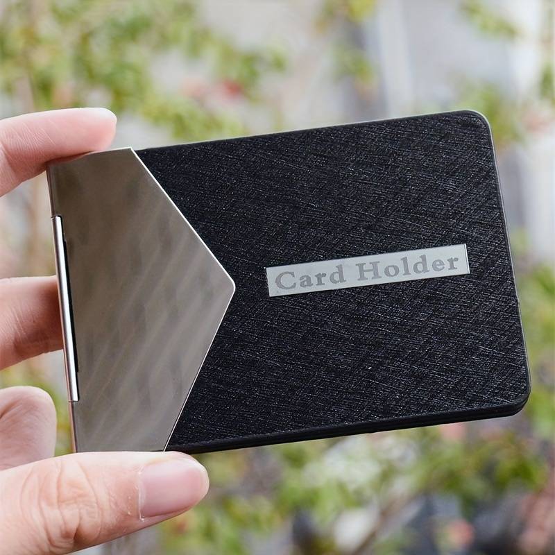 1pc Metal PU Leather Credit Card Holder Ultra-thin Driver's License Case ID Credit Card Holde