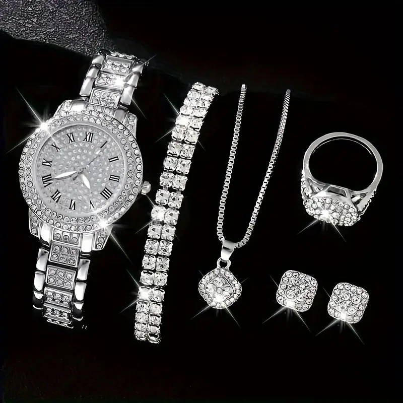 6Pcs Women Quartz Watch Jewelry Set