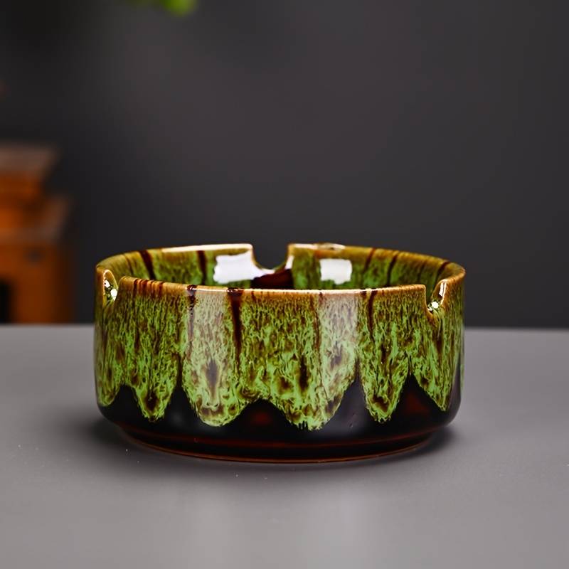 1pc Elegant Ceramic Ashtray with Marbled Design C Stylish Round Ash Holder for Cigarettes Perf