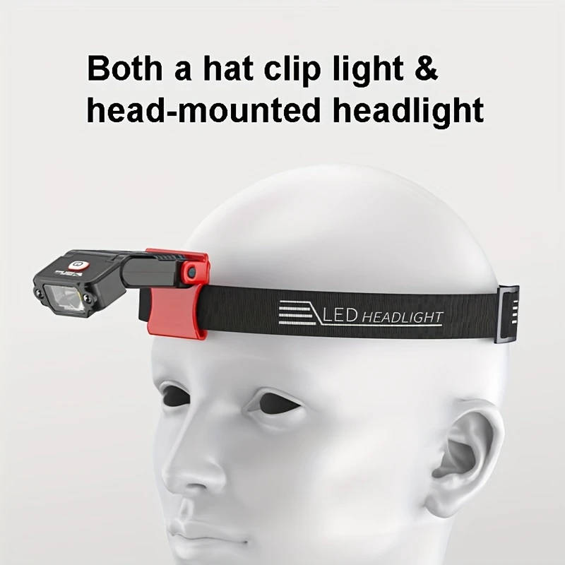 1pc of Smiling Shark 2-IN-1 LED Flashlight And Headlight, an Ultra-Bright Mini Hands-Free LED Clip-O
