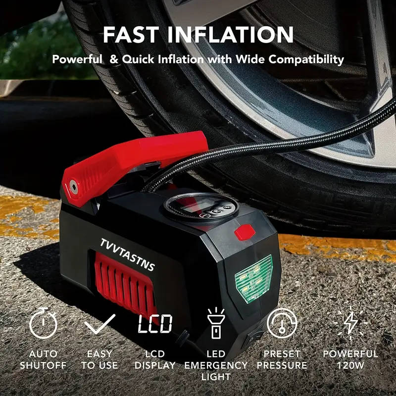 1pc Air Compressor Tire Inflator Portable Air Pump For Car Tires 12V DC Auto Tire Pump With Digital