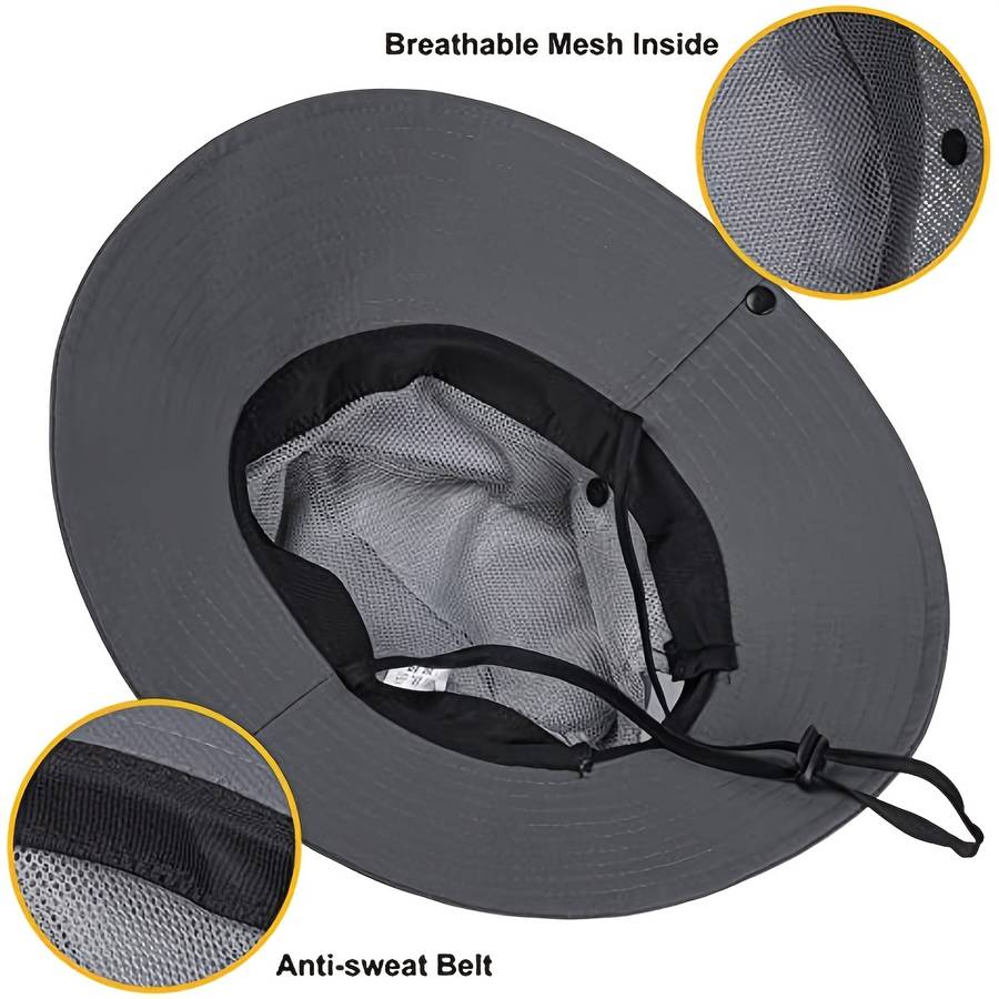 1pc SUNYGOOG UV Protection Breathable Fishing Bucket Hat with Cooling Mesh Ponytail Opening Adju