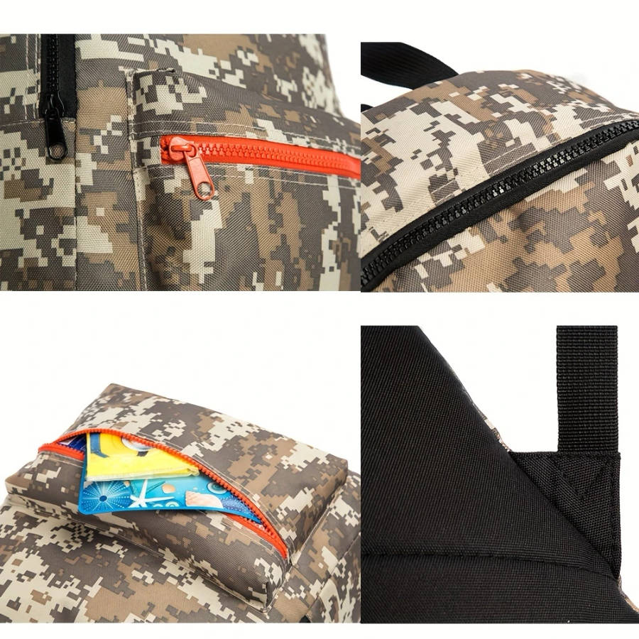1pc Stylish Camouflage Youngsters' Backpack Lightweight Durable Polyester with Adjustable Straps Zip