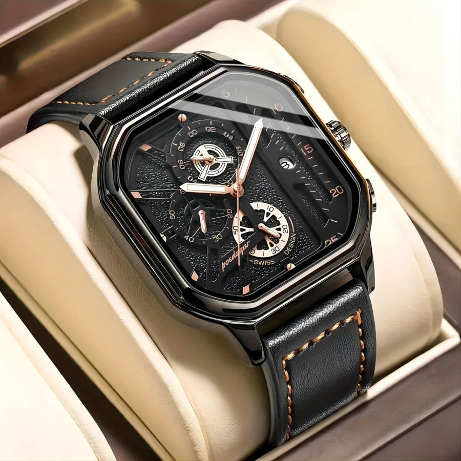 1pc Black Technology Watch Men's Advanced Sense New Concept Trend Sports Ideal Choice For Gifts