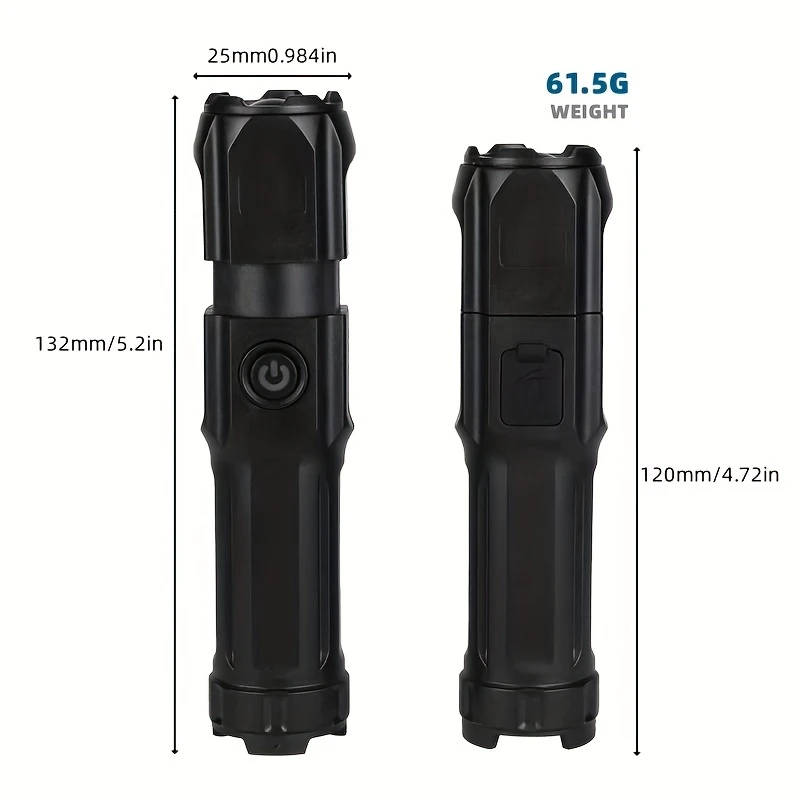 Rechargeable Zoomable Flashlight 800mAh