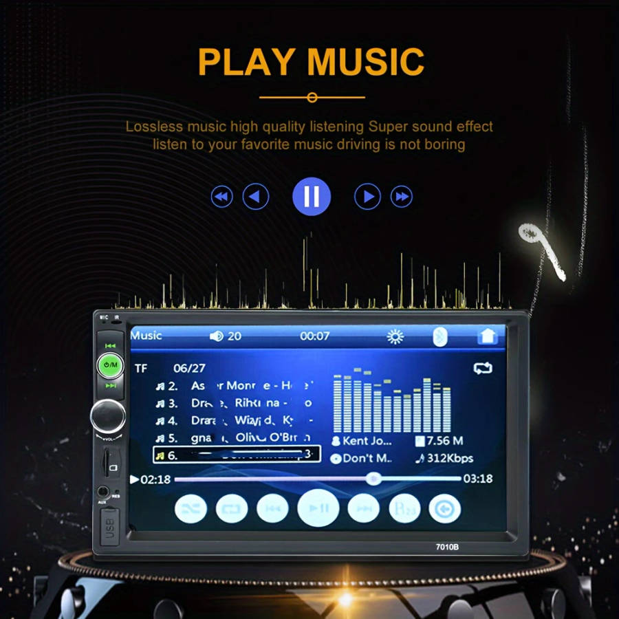 1pc 17.78 Cm HD Double Din Car Stereo Radio MP5 Player With Steering Wheel Remote Support Mirror