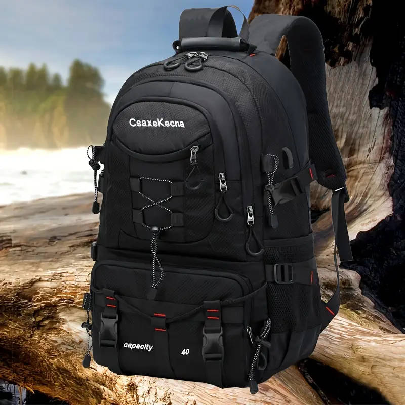 1pc Outdoor Adventure Backpack Durable Polyester USB Charging Port Fits 17-inch Laptop Perfect for H