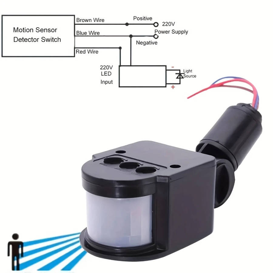 1pc LED Light Motion Sensor Automatic Infrared PIR Infrared Detector 180 Degree Rotating Outdoor Tim
