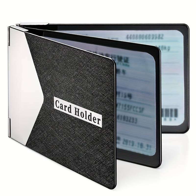 1pc Metal PU Leather Credit Card Holder Ultra-thin Driver's License Case ID Credit Card Holde