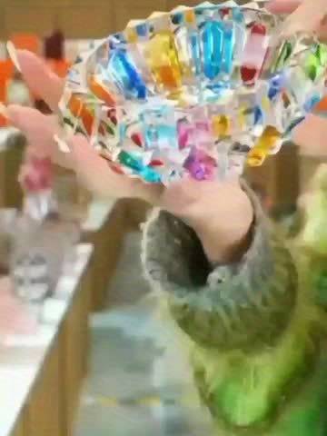 1pc Elegant Glass Ashtray Round Colorful Design for Home and Office Decor Perfect for Living