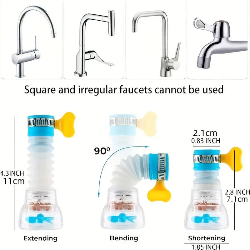 1pc360° Rotating Faucet Spray Filter with Adjustable Water Saving Design Includes Pressurized