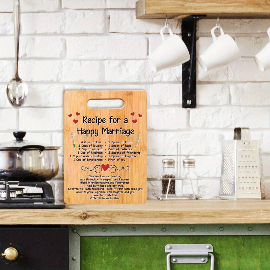 1pc Happy Marriage Engraved Bamboo Cutting Board Perfect Wedding Bridal Shower Gift for Couples