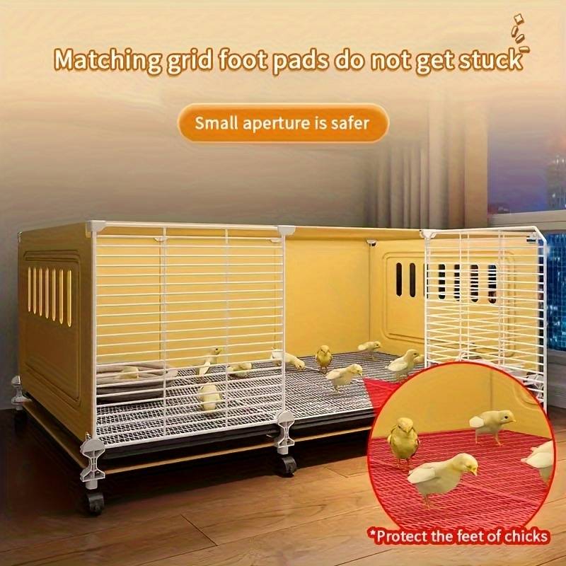 1pc Yellow 3 Grids (with Wheels) Pet Cage