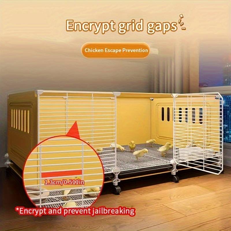 1pc Yellow 3 Grids (with Wheels) Pet Cage