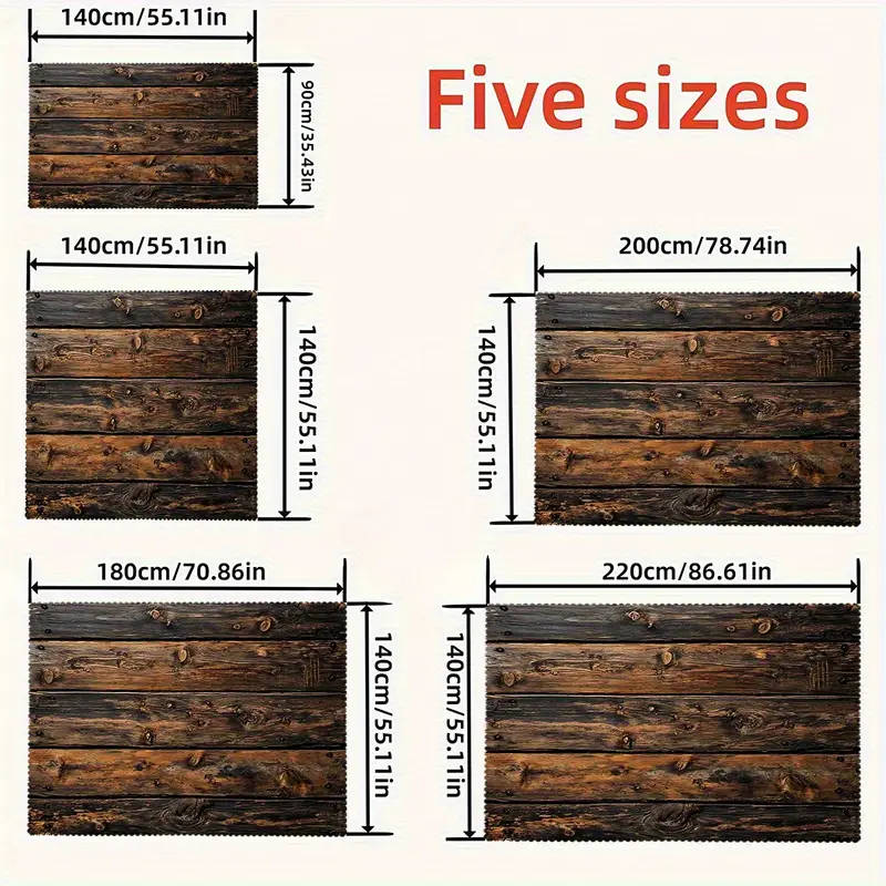 1 Piece Of Rustic Wood Grain Print Rectangular Tablecloth 140*140Cm