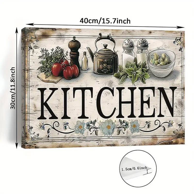 1pc Farmhouse Kitchen Canvas Wall Art Rustic Food Vegetable Theme Painting Woven Other Material Deco