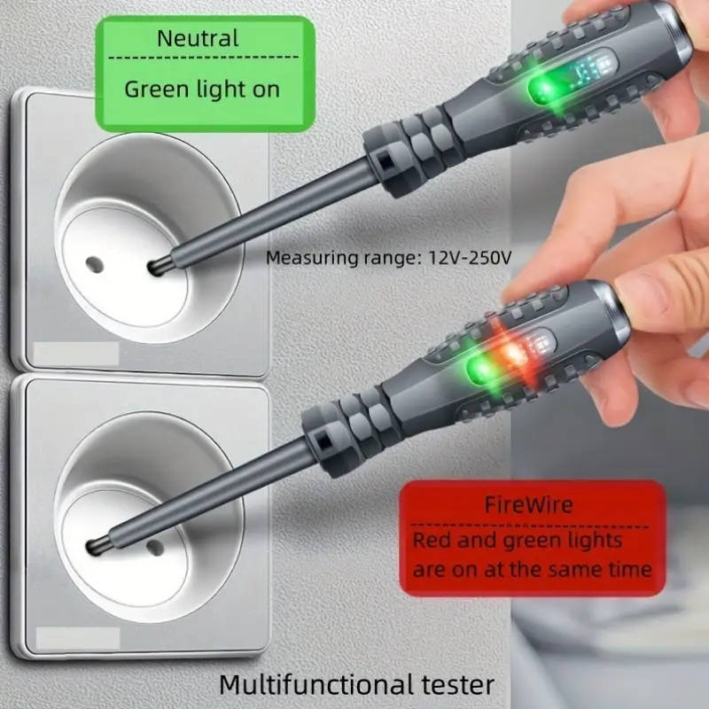 1pc Smart LED Dual-Light Voltage Tester with Screwdriver Head High Brightness Non-Rechargeable Batte