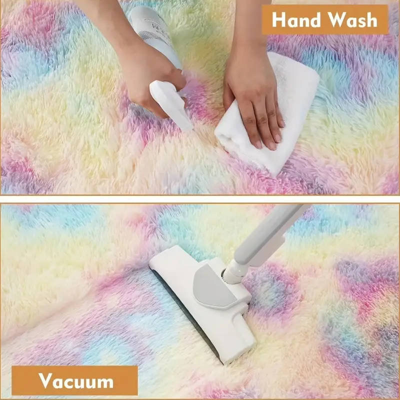 Soft Fluffy Rainbow Washable Mat