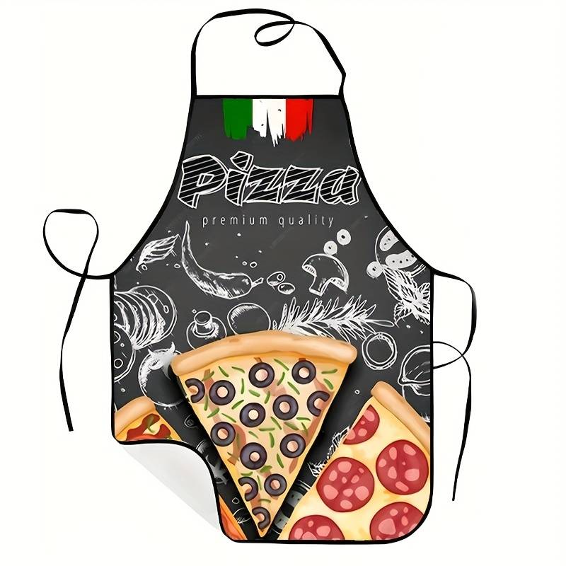 1pc Italian Pizza Print Apron Polyester Cooking Apron with Vibrant Pizza Design Ideal for Ho
