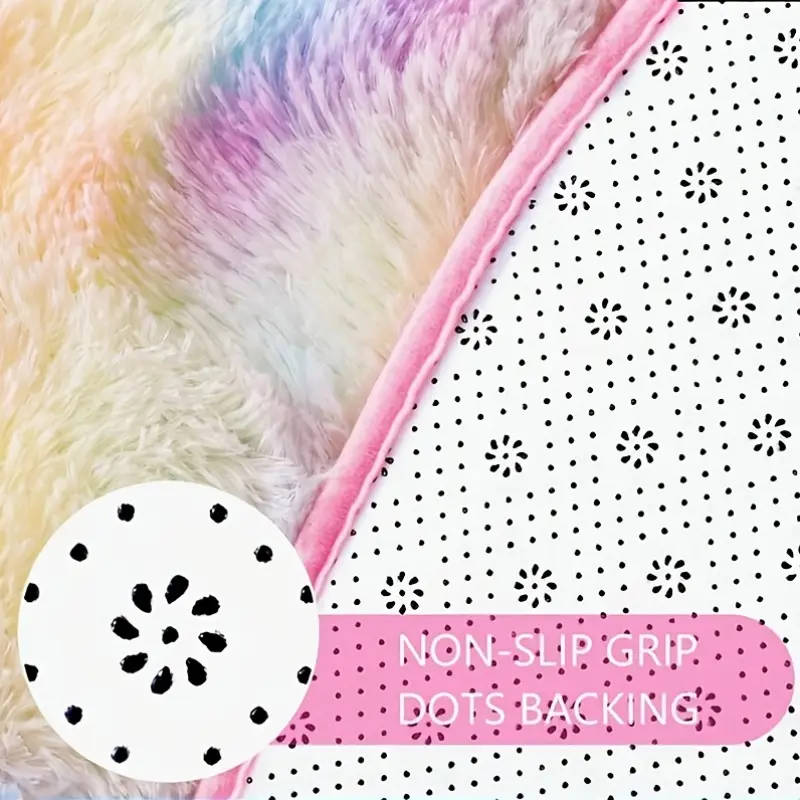 Soft Fluffy Rainbow Washable Mat
