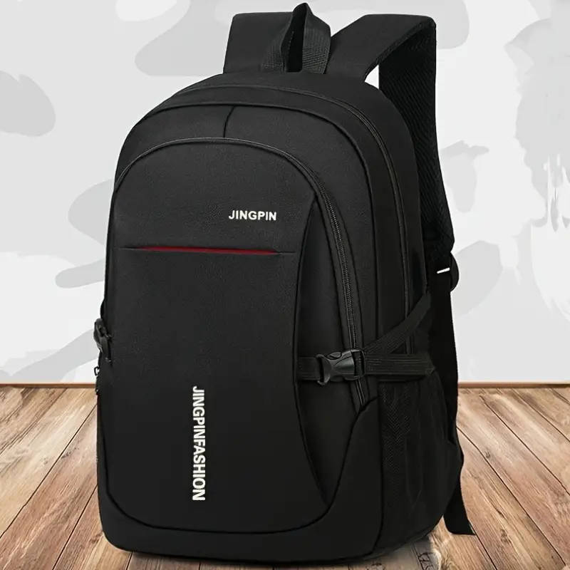 1pc Unisex Casual Nylon Backpack Adjustable Strap Zipper Closure Polyester Lining Tassel Embellishme
