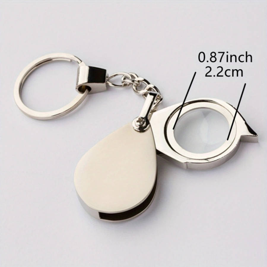 1Pc 10X Portable Folding Pocket Magnifier With Metal Jewelry Keychain Iron Material