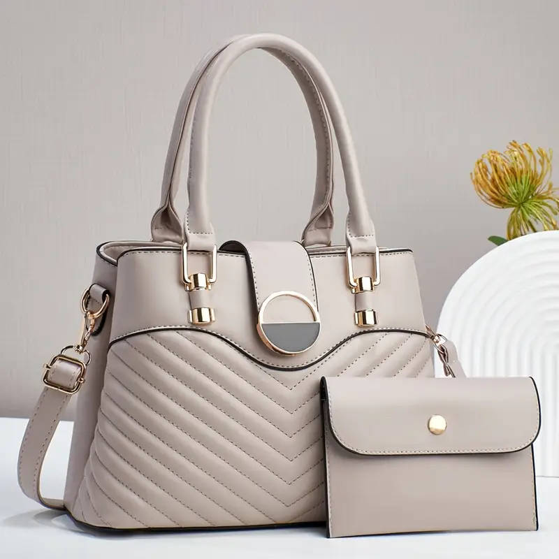 Elegant Faux Leather Tote Bag for Women Anime Theme Stain Resistant Fixed Shoulder Straps Zipper