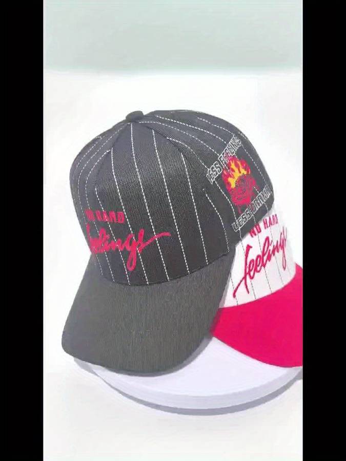 1pc Embroidery Baseball Cap Outdoor Sports Striped Cap Casual Hip Hop Flame Cap