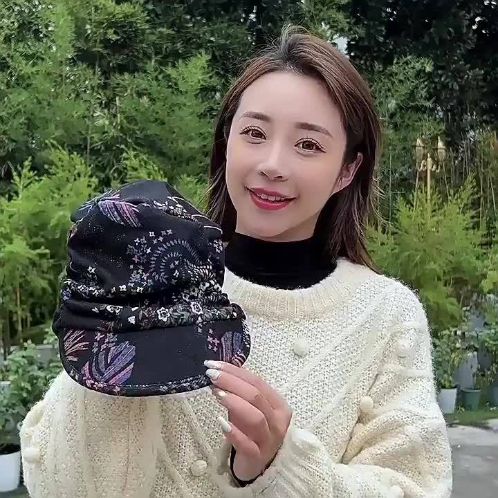 1pc Women's Lightweight Newsboy Cap With Breathable Fabric Floral Print Durable Polyester Blend