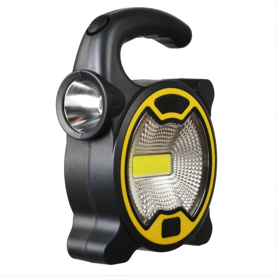 1pc Ultra-Bright LED COB Camping Lantern Portable AA Battery Powered Floodlight with Side Torch Matt