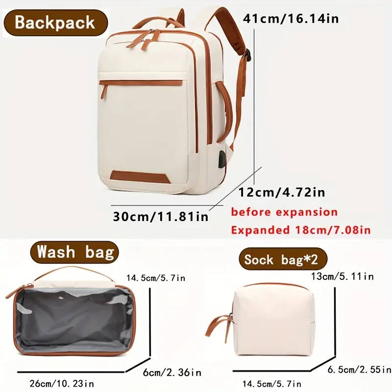 1pc Multi-Layer Business Backpack 20-30L Nylon Computer Bag Solid Color Zip Closure Non-Waterproof B