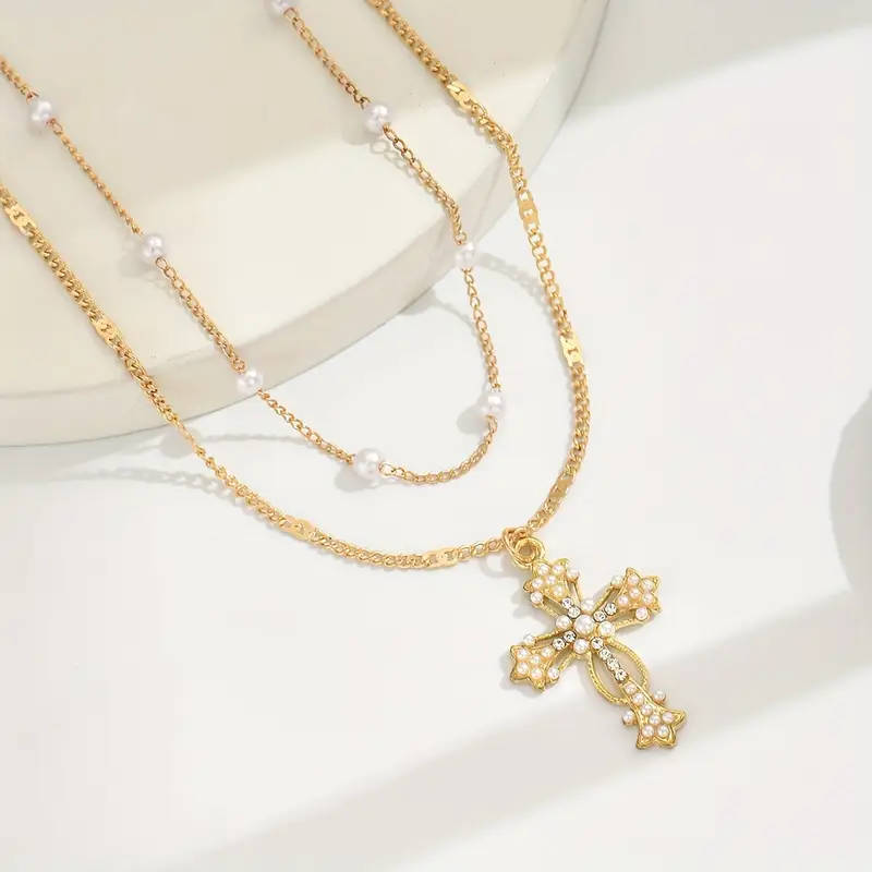 Elegant Multi-Layer Cross Pendant WITH Necklace